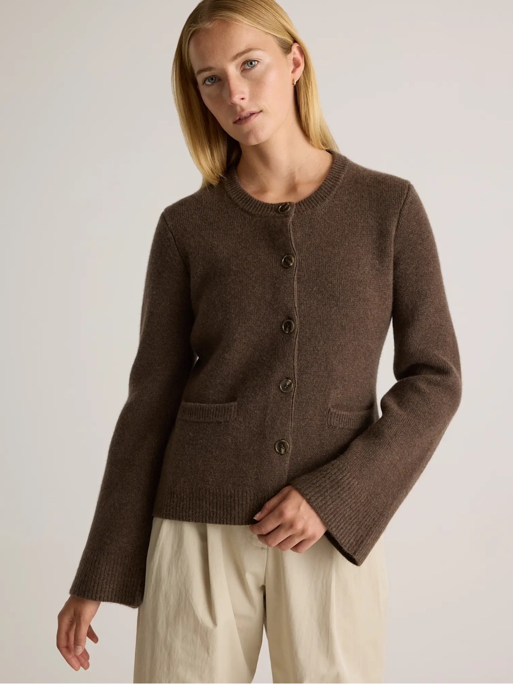 NWT Quince Mongolian Cashmere Structured Cardigan in Brown